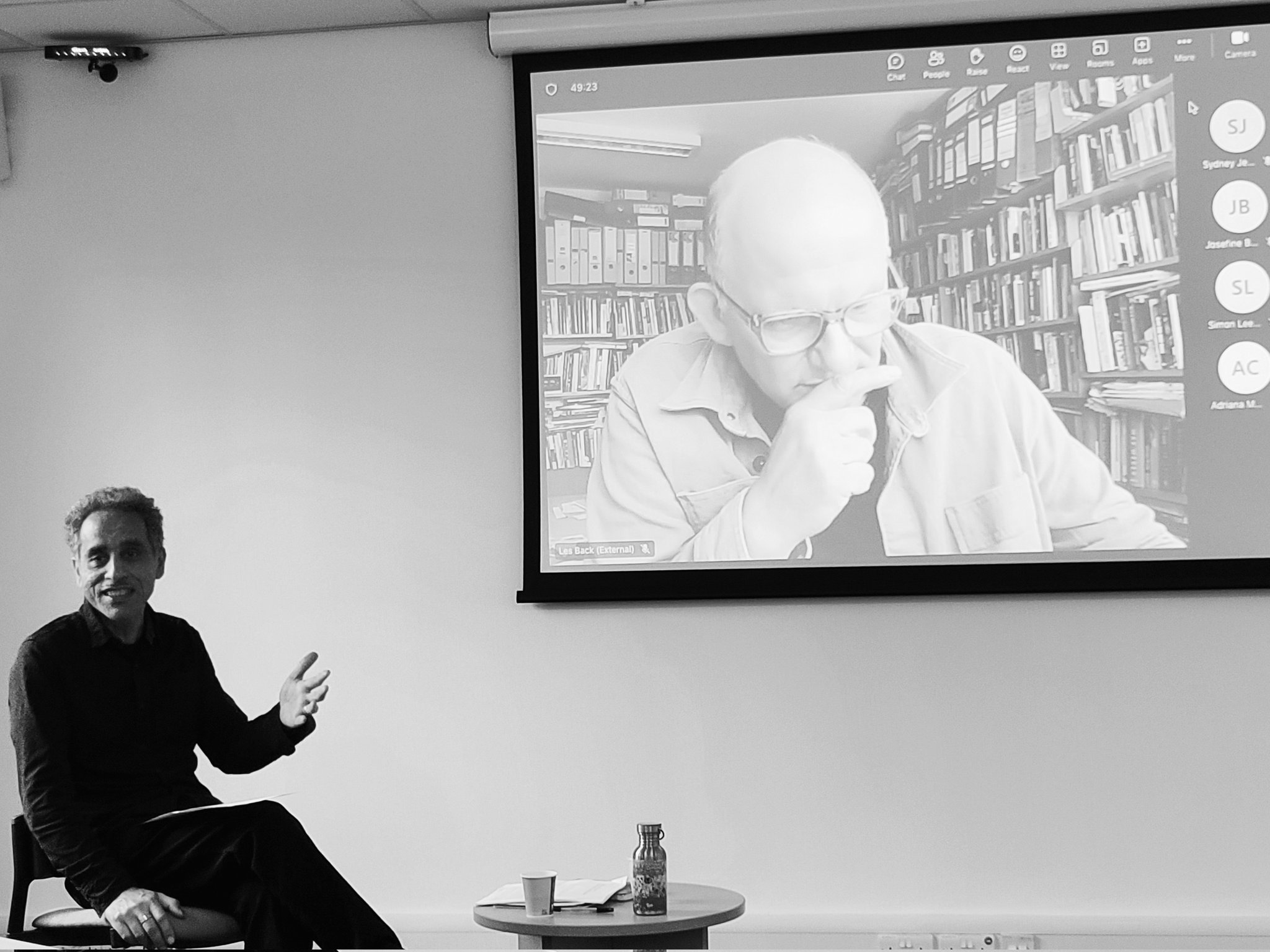 Dr Sanjay Sharma and Prof. Les Back @ IAS Warwick. Photograph by Abdullah Safir.
